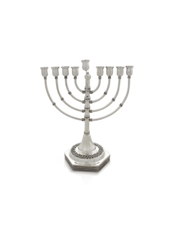 Hanukkah Menorah with Yemenite Filigree , Hanukkah Gifts , Israeli Jud