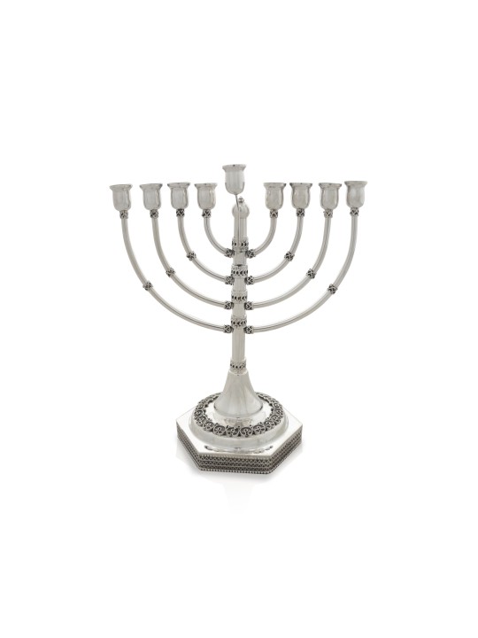 Hanukkah Menorah avec filigrane yéménite , Cadeaux Hanukkah , Jud israélien