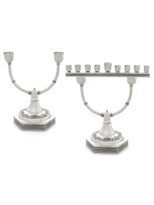 Chandeliers Menorah et Shabbat avec filig yéménite, argent sterling C