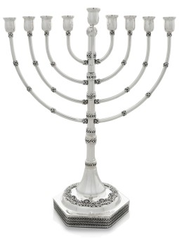 Menorah traditionnelle fabriquée en argent sterling, cadeaux de Hanoukka, Isra