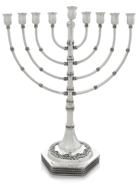 Traditional Menorah Crafted in Sterling Silver , Hanukkah Gifts , Isra