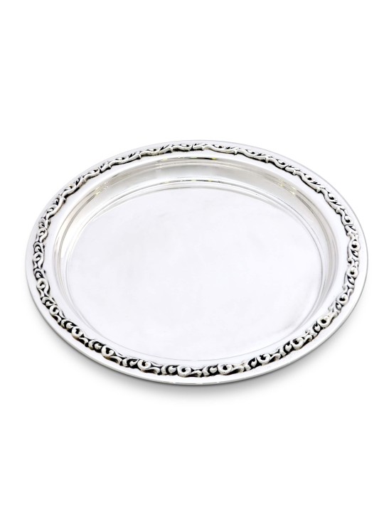 Grande assiette élégante en argent sterling, cadeaux Tu B'Av, Judaica israélien