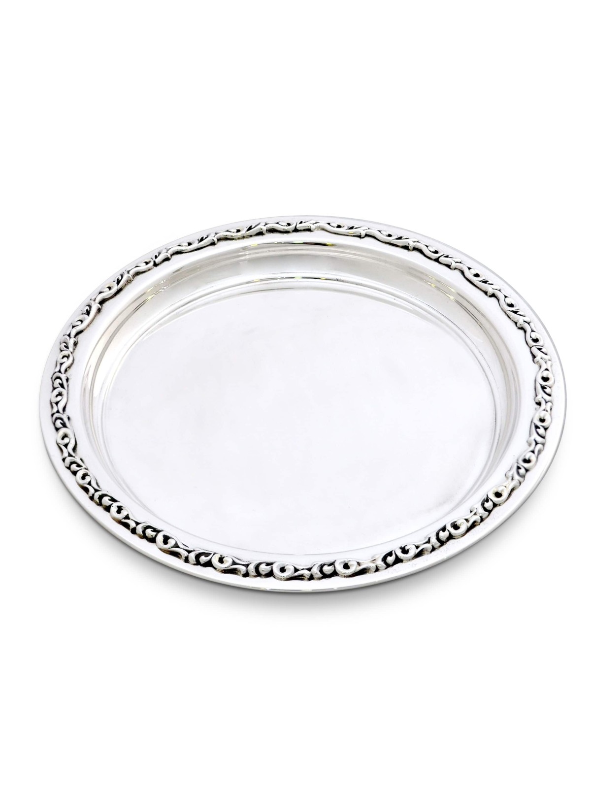 Grande assiette élégante en argent sterling, cadeaux Tu B'Av, Judaica israélien