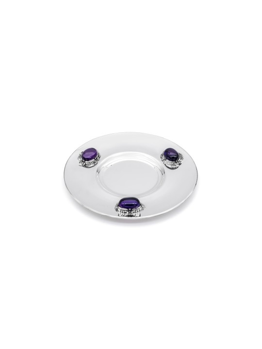 Assiette de Kiddouch accrocheuse avec pierres d'améthyste, cadeaux Tu B'Av, Isra