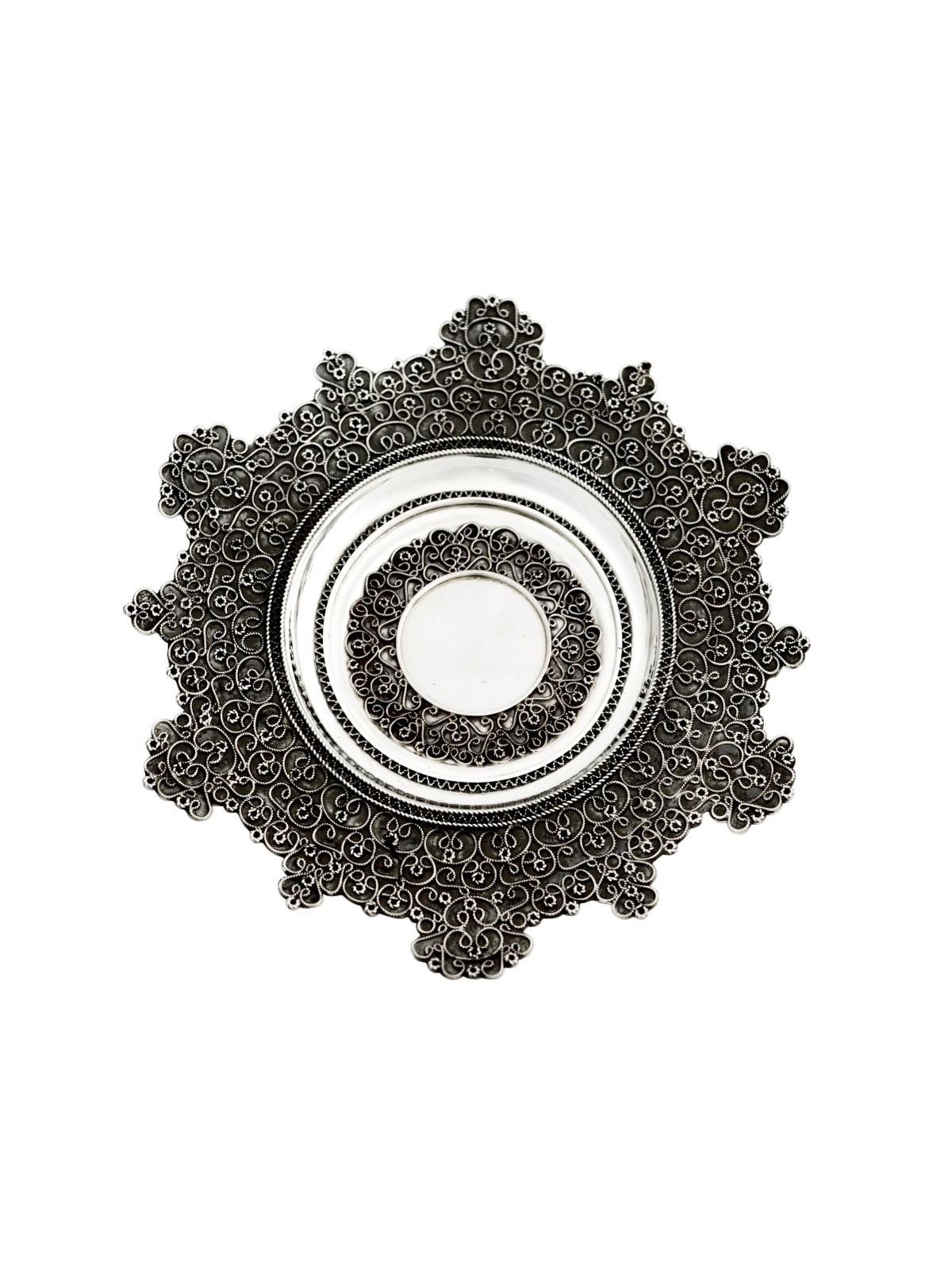 Plat de Kiddouch traditionnel en argent décoré en filigrane, cadeaux de Tu B'Av, I