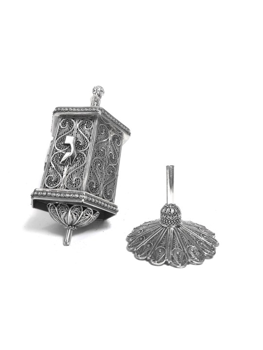 Énorme argent sterling Hanukkah Filigree Dreidel Wit , Dreidels , Israël