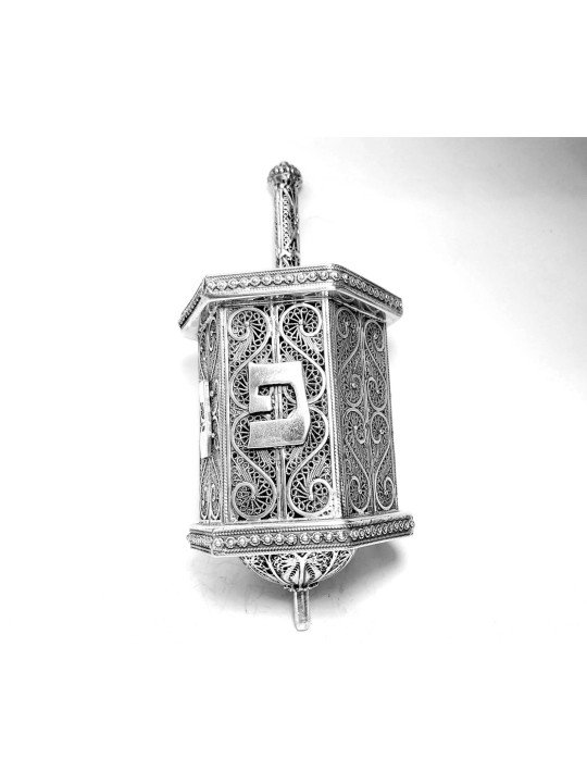 Huge Sterling Silver Hanukkah Filigree Dreidel Wit , Dreidels , Israel