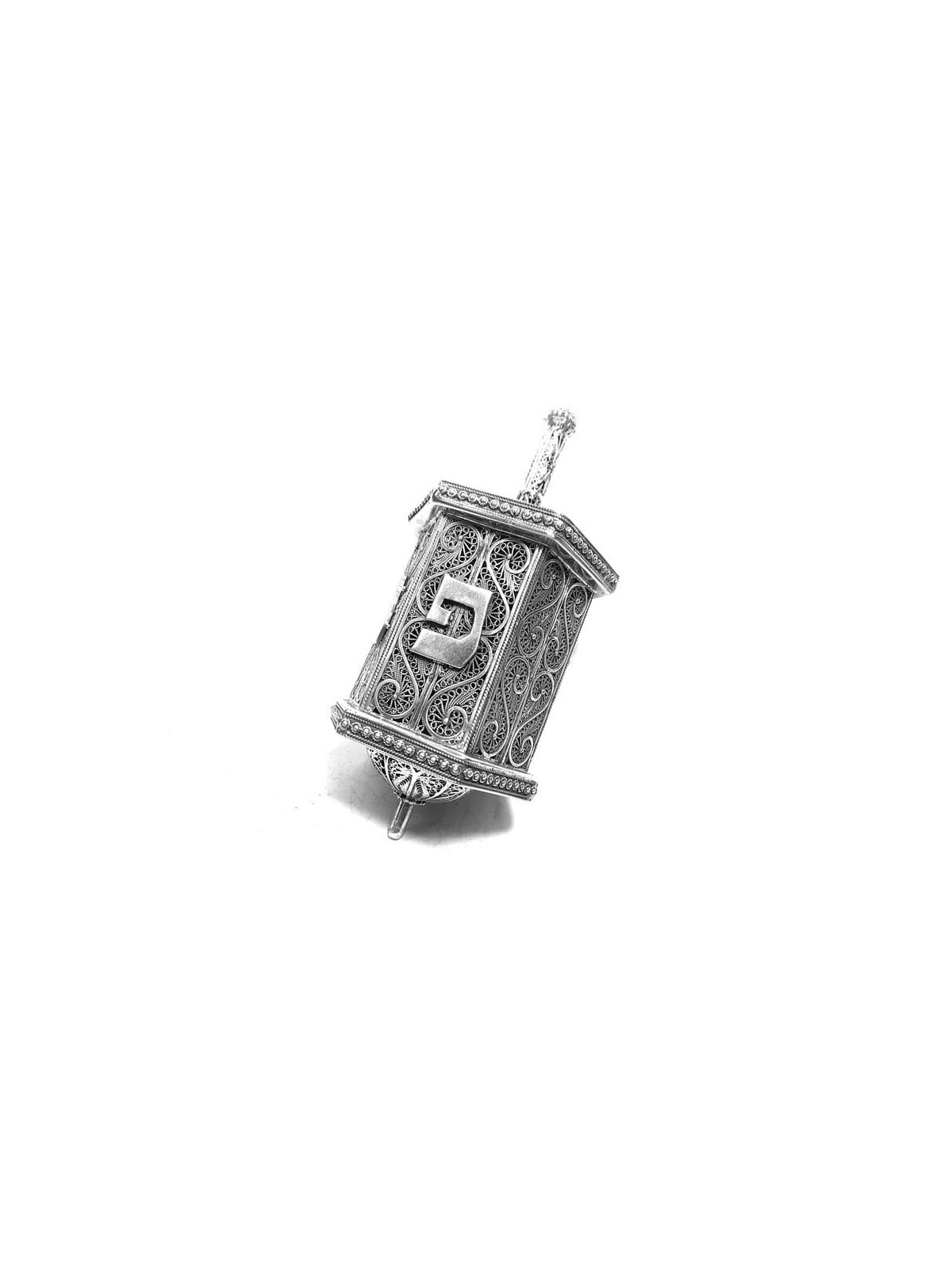 Énorme argent sterling Hanukkah Filigree Dreidel Wit , Dreidels , Israël