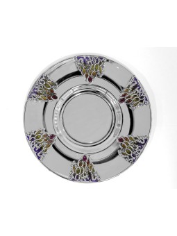 Assiette pour coupe de Kiddouch avec éléments de raisins et E, cadeaux Tu B'Av, I
