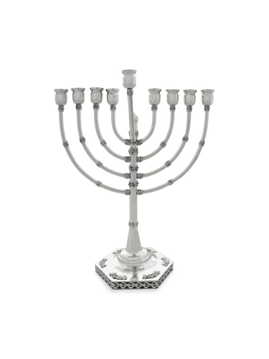 Menorah avec design en filigrane classique fait à la main, cadeaux de Hanoukka, Israël
