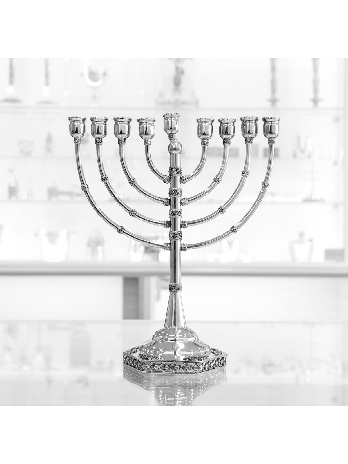 Menorah with Handmade Classic Filigree Design , Hanukkah Gifts , Israe