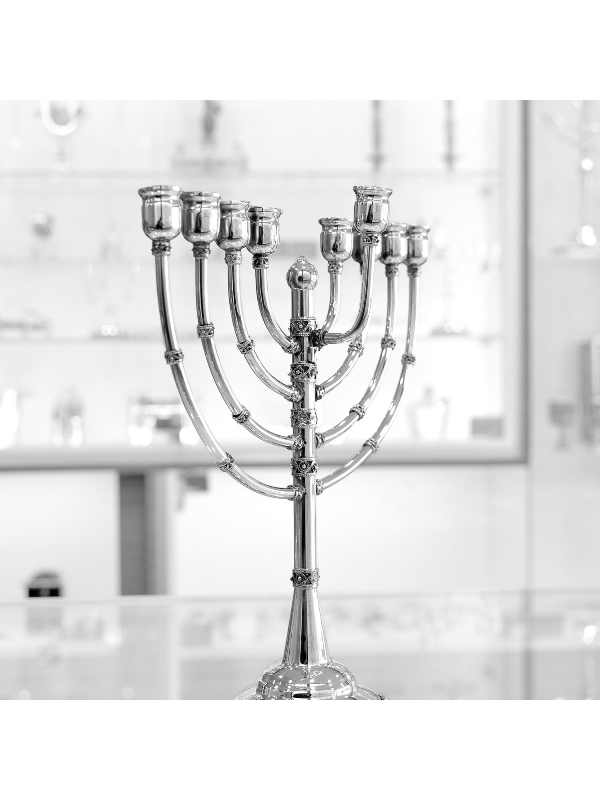 Menorah with Handmade Classic Filigree Design , Hanukkah Gifts , Israe