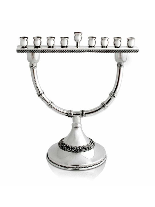 Large Filigree Menorah & Shabbat Candlesticks , Hanukkah Gifts , Israe