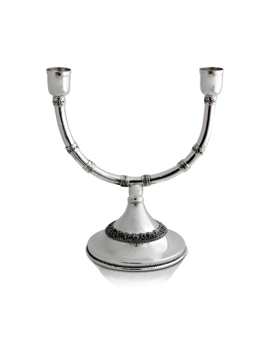 Large Filigree Menorah & Shabbat Candlesticks , Hanukkah Gifts , Israe