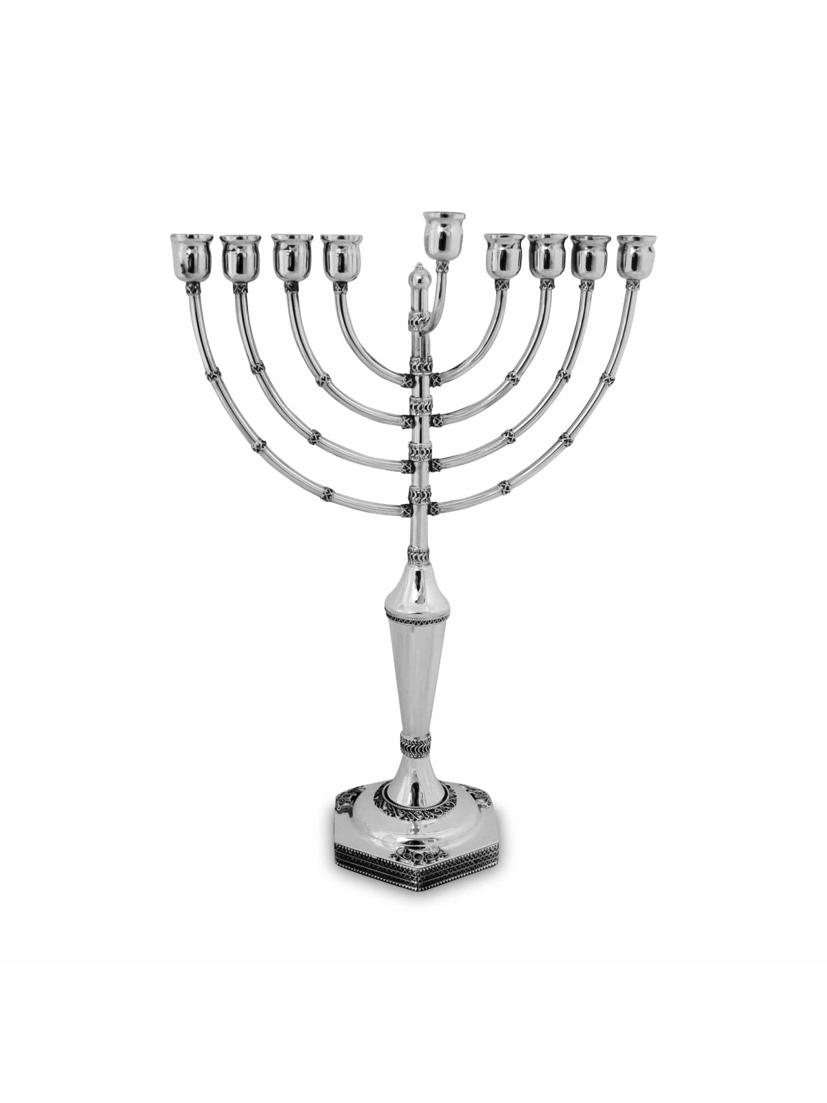 Silver Menorah with Filigree Design , Hanukkah Gifts , Israeli Judaica
