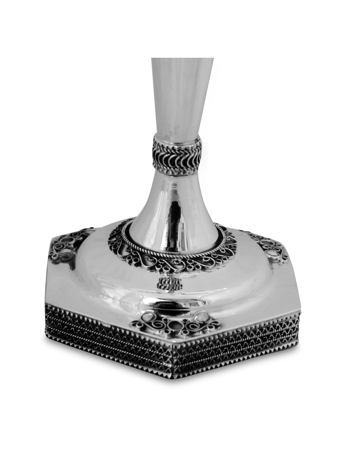 Menorah en argent avec design en filigrane, cadeaux de Hanoukka, Judaica israélienne