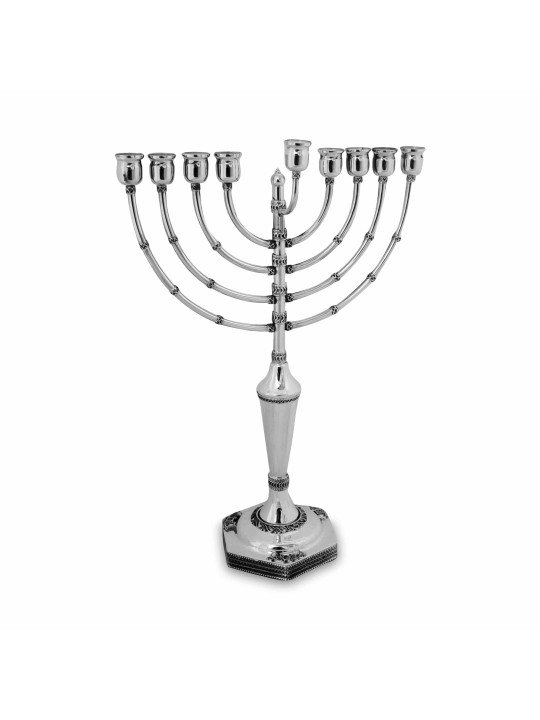 Menorah en argent avec design en filigrane, cadeaux de Hanoukka, Judaica israélienne