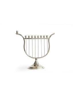 Harp Shaped Sterling Silver Hanukkah Menorah , Hanukkah Gifts , Israel