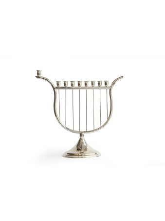 Harp Shaped Sterling Silver Hanukkah Menorah , Hanukkah Gifts , Israel