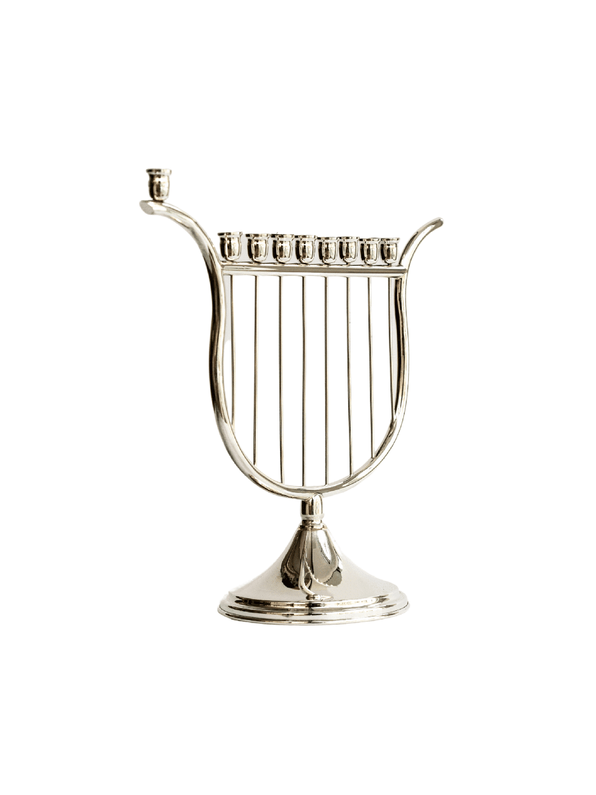 Harp Shaped Sterling Silver Hanukkah Menorah , Hanukkah Gifts , Israel
