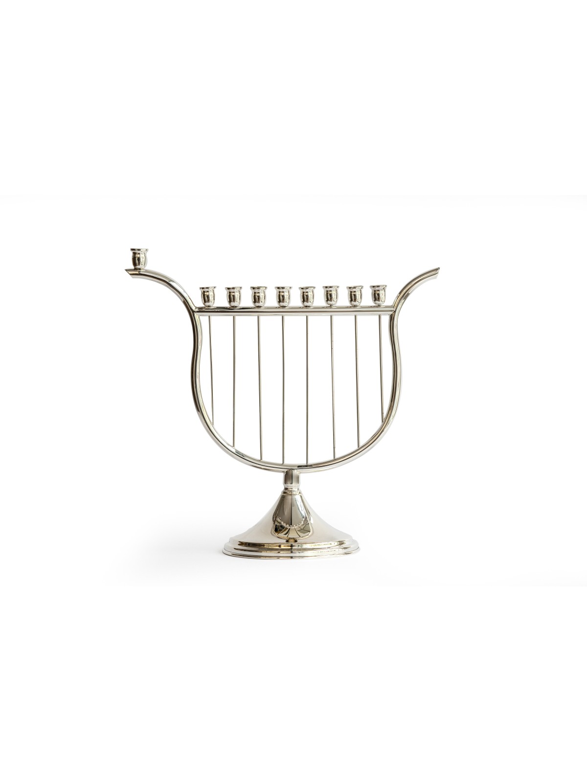 Harp Shaped Sterling Silver Hanukkah Menorah , Hanukkah Gifts , Israel