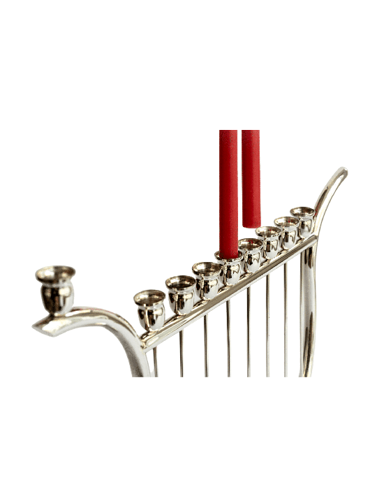 Menorah de Hanoukka en argent sterling en forme de harpe, cadeaux de Hanoukka, Israël