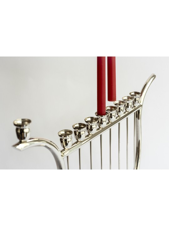 Menorah de Hanoukka en argent sterling en forme de harpe, cadeaux de Hanoukka, Israël