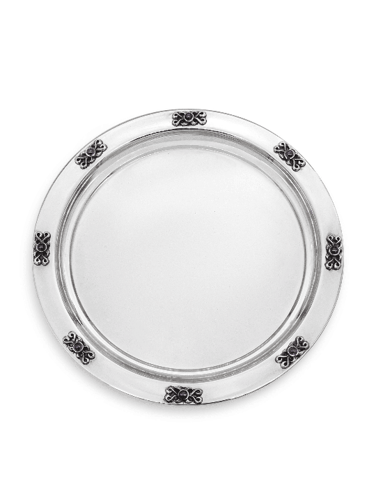 Round Large Silver Plate for Liquors with Amethyst , Tu B'Av Gifts , I