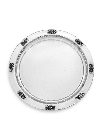 Round Large Silver Plate for Liquors with Amethyst , Tu B'Av Gifts , I