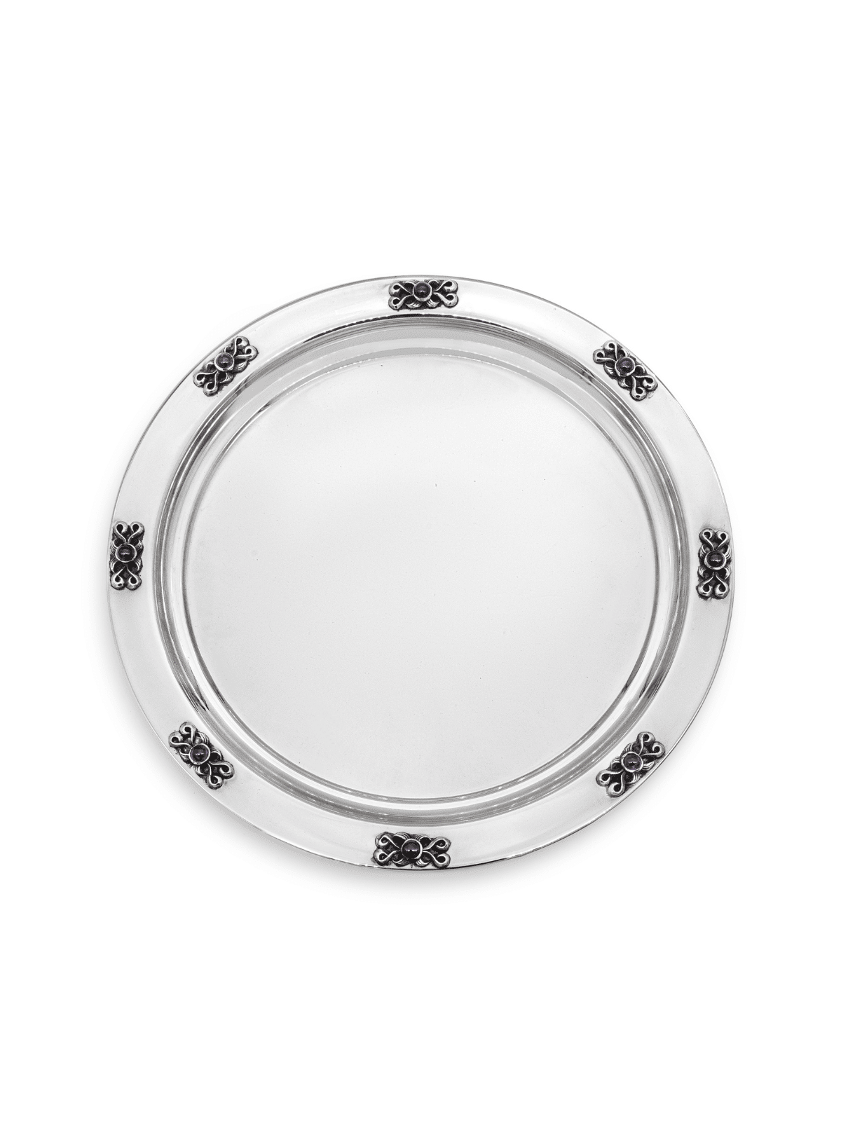 Round Large Silver Plate for Liquors with Amethyst , Tu B'Av Gifts , I