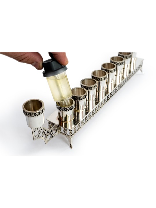 Sterling Silver Hanukkah Menorah Filigree , Hanukkah Gifts , Israeli J