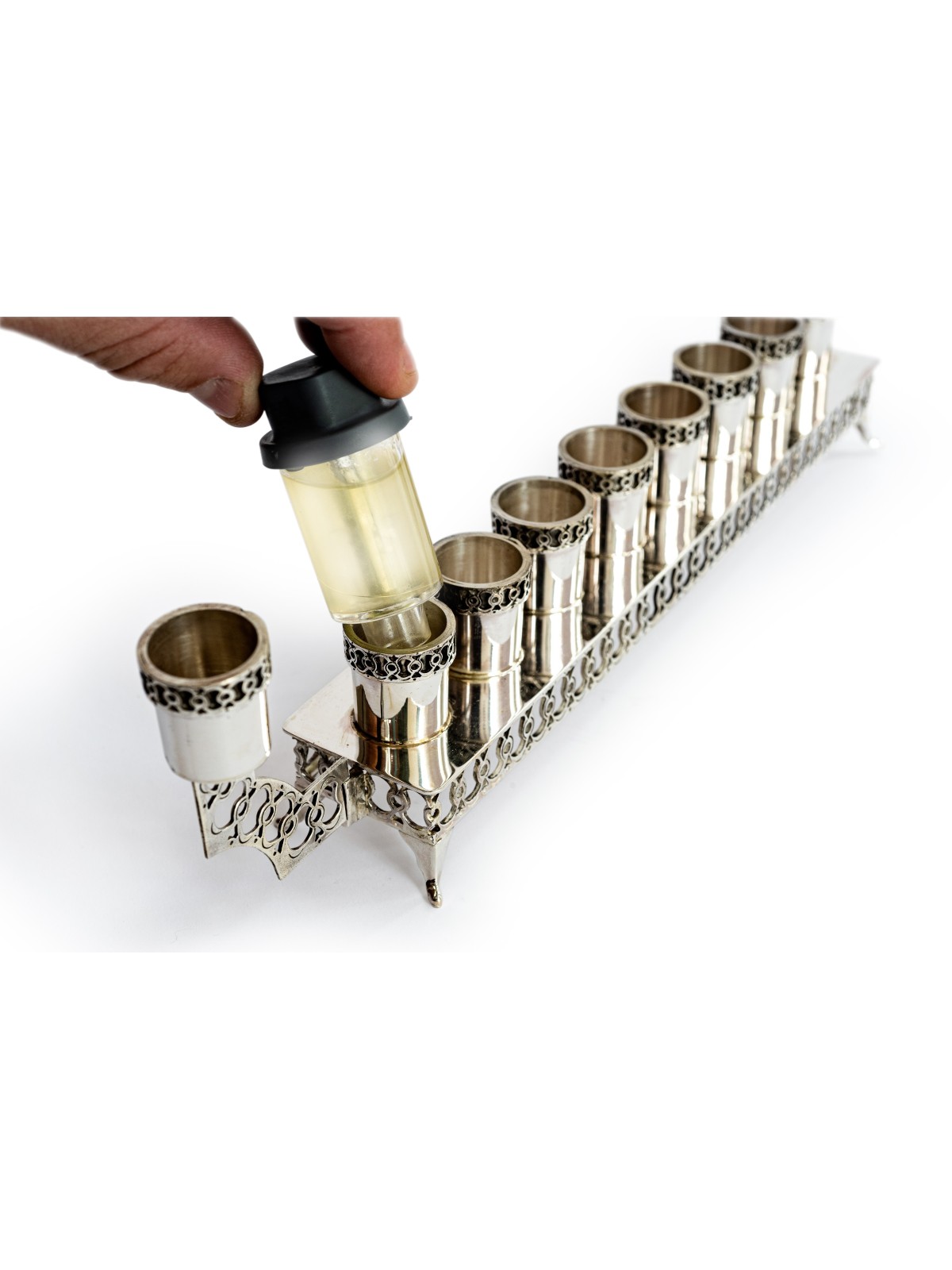 Sterling Silver Hanukkah Menorah Filigree , Hanukkah Gifts , Israeli J