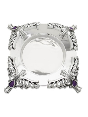 Superbe assiette en argent et coupe à vin avec amet naturel, cadeaux Tu B'Av, I