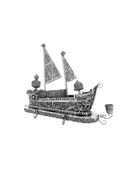 Luxurious Sterling Silver Sailboat Menorah with Dr , Modern Hanukkah M