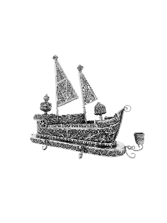 Luxurious Sterling Silver Sailboat Menorah with Dr , Modern Hanukkah M
