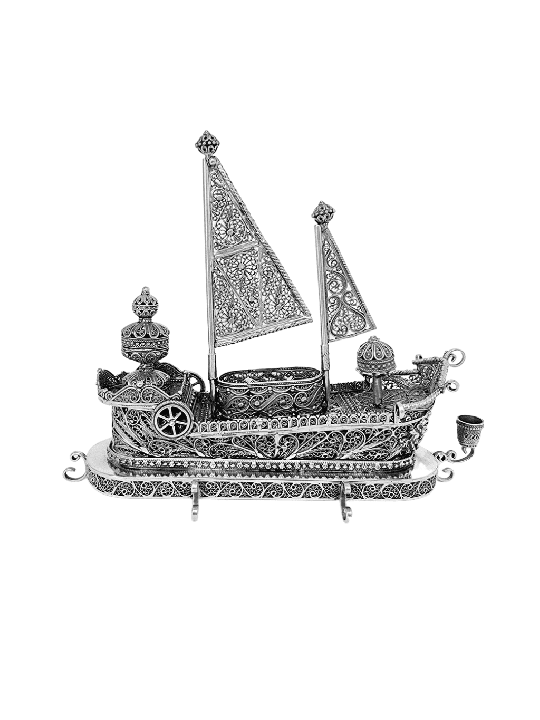 Luxurious Sterling Silver Sailboat Menorah with Dr , Modern Hanukkah M