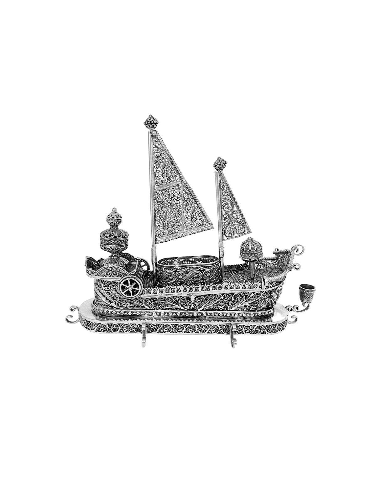 Luxurious Sterling Silver Sailboat Menorah with Dr , Modern Hanukkah M