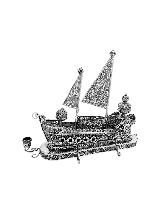 Luxurious Sterling Silver Sailboat Menorah with Dr , Modern Hanukkah M