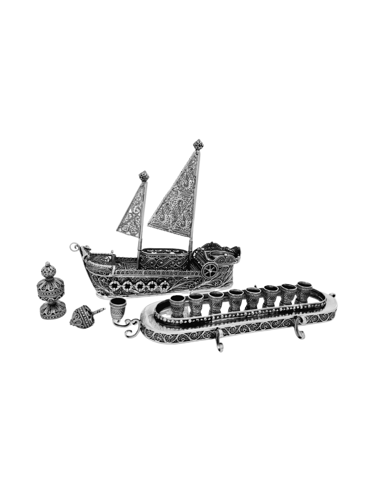 Luxurious Sterling Silver Sailboat Menorah with Dr , Modern Hanukkah M