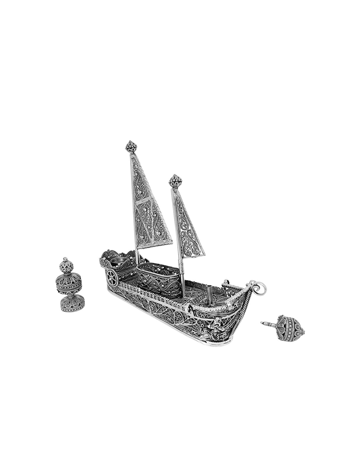 Luxueuse menorah de voilier en argent sterling avec Dr, Hanukkah moderne M