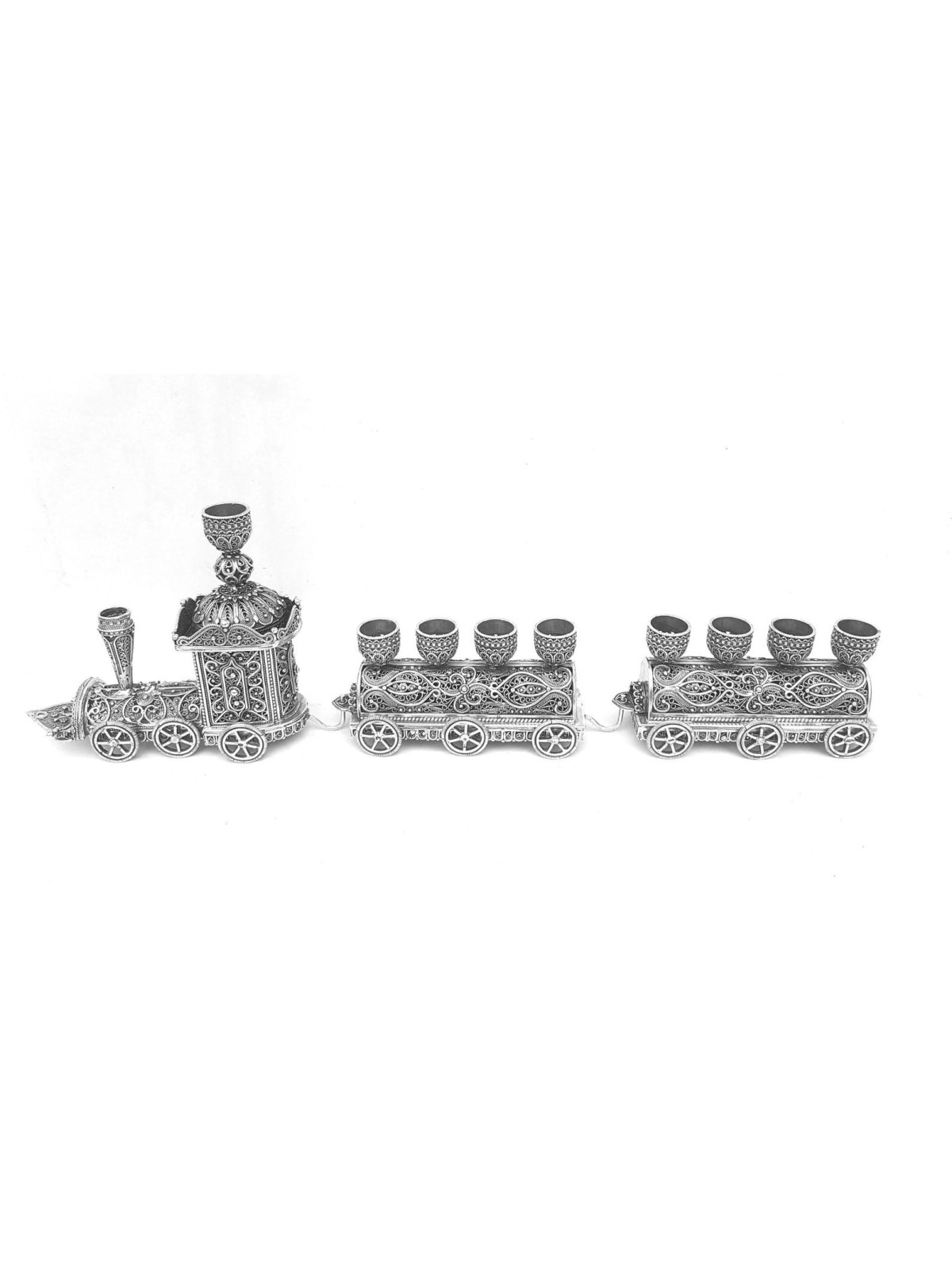 Train Hanukkah Menorah , Sterling Silver Judaica , Israeli Judaica