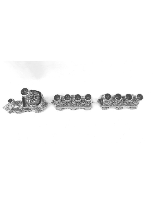 Train Hanukkah Menorah , Sterling Silver Judaica , Israeli Judaica