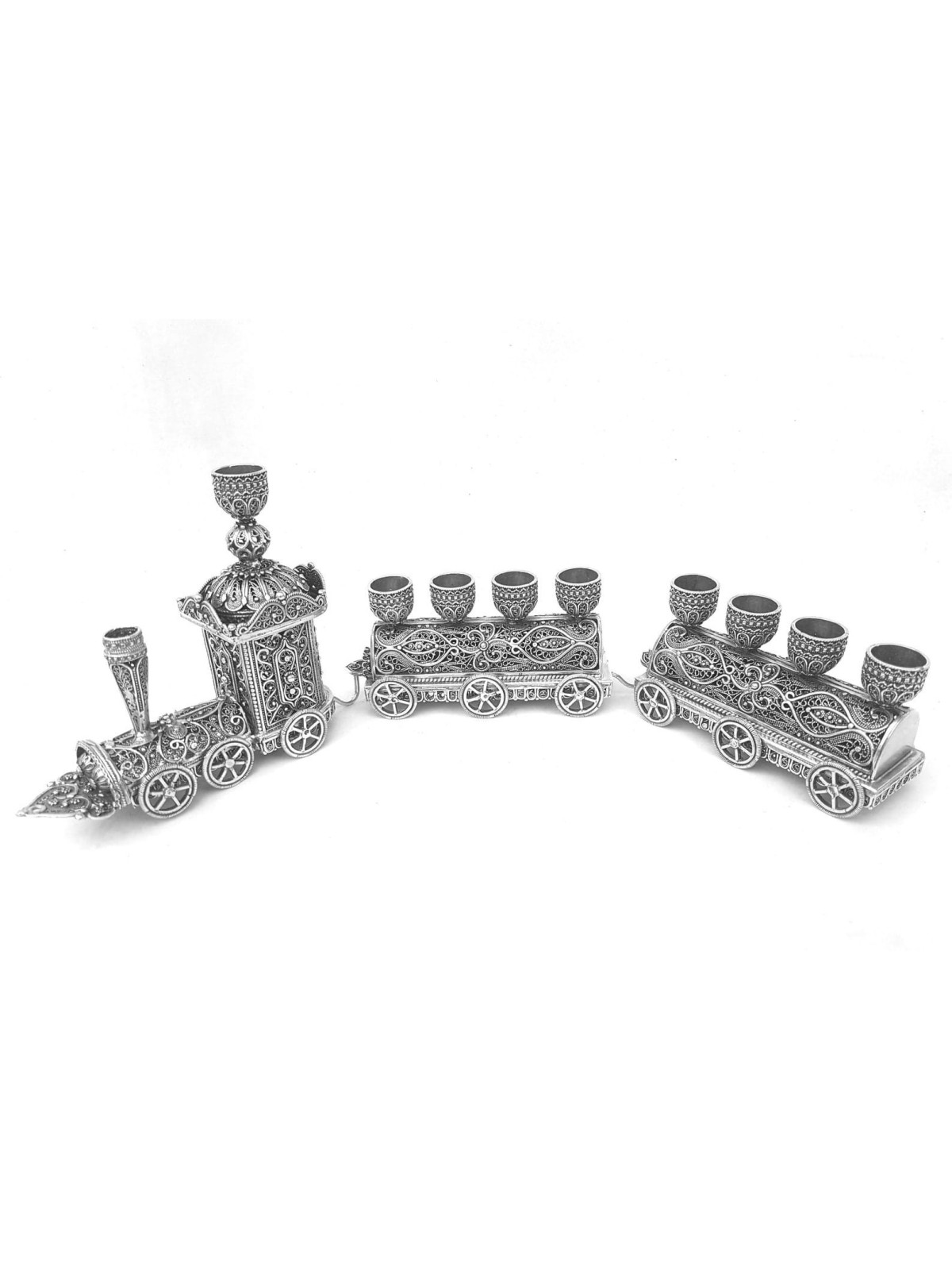 Train Hanukkah Menorah , Sterling Silver Judaica , Judaica israélien