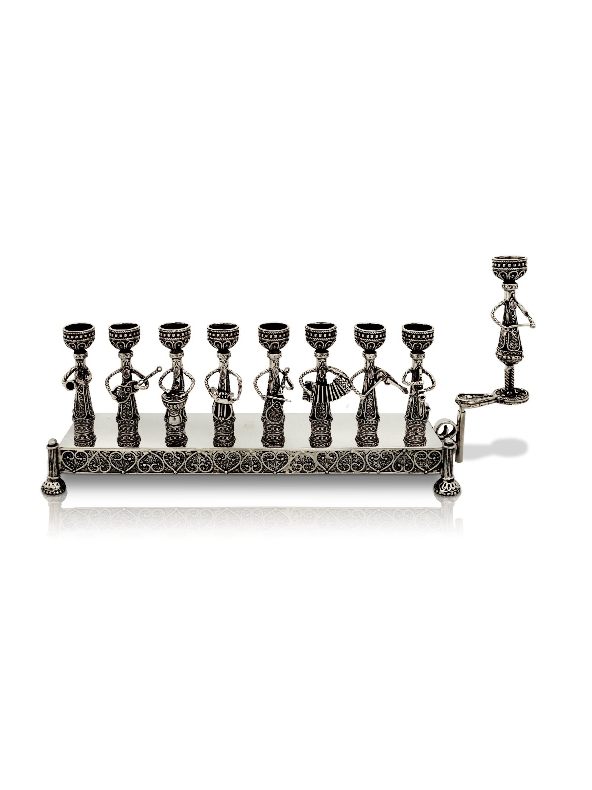 Musiciens en argent sterling filigrane Hanukkah Menora , Cadeaux Tu B'Av , I