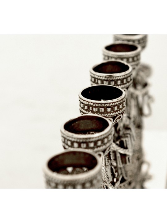 Sterling Silver Musicians Filigree Hanukkah Menora , Tu B'Av Gifts , I