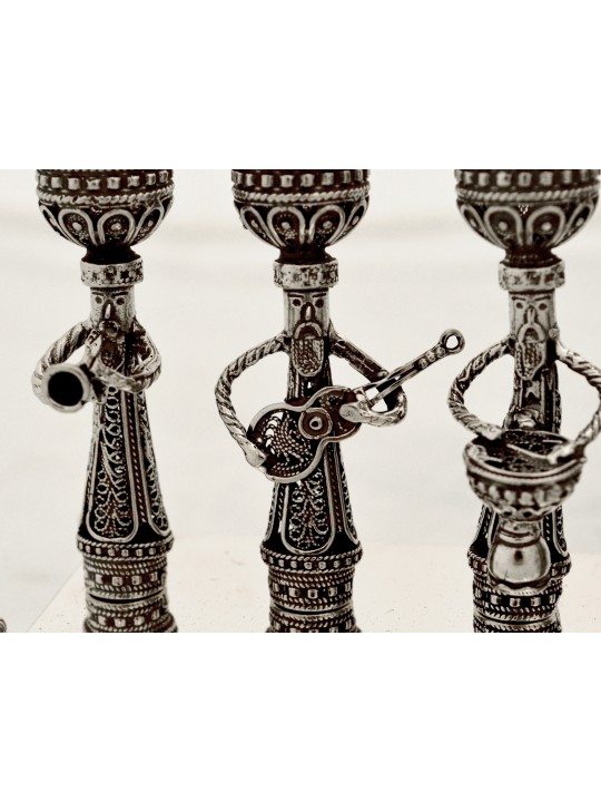 Musiciens en argent sterling filigrane Hanukkah Menora , Cadeaux Tu B'Av , I