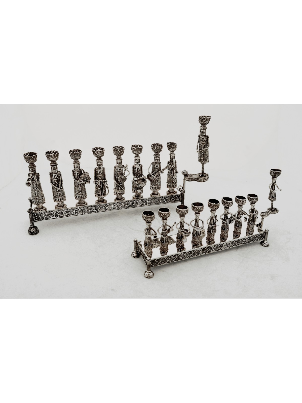 Musiciens en argent sterling filigrane Hanukkah Menora , Cadeaux Tu B'Av , I