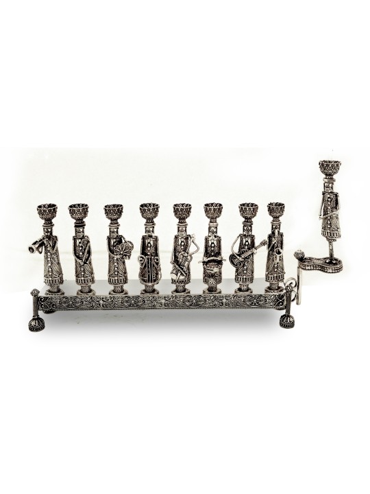 Musiciens en argent sterling filigrane Hanukkah Menora , Cadeaux Tu B'Av , I