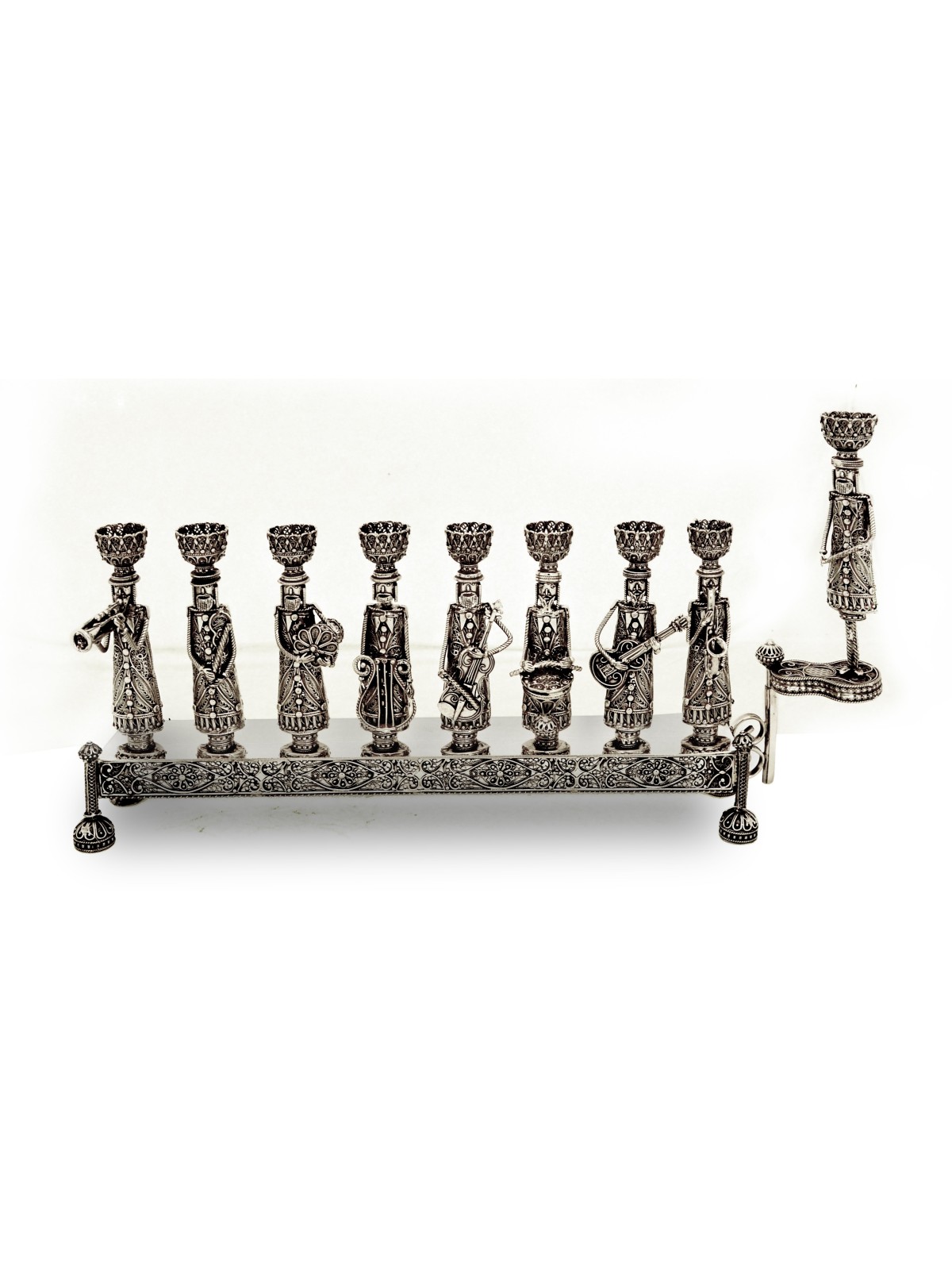 Musiciens en argent sterling filigrane Hanukkah Menora , Cadeaux Tu B'Av , I