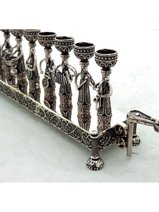 Musiciens en argent sterling filigrane Hanukkah Menora , Cadeaux Tu B'Av , I